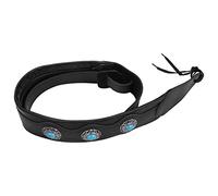 Sessleger Cinturino per chitarra stile etnico in pelle regolabile acustica, cinturino basso elettrico, cintura per chitarra parti di chitarra accessori nero