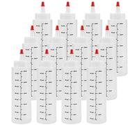 Sessleger Confezione da 12 bottiglie di compressione di condimenti da 8 once con tappo a punta , bottiglia di plastica per ketchup, salse, sciroppo