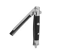 Sessleger In Acciaio Capelli Pettine per Barba Pieghevole Strumenti di Parrucchiere Switch Combo Tasca Lunga Rotonda Pettine per Capelli