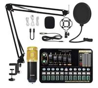 Sessleger Pacchetto Attrezzatura per Podcast Scheda Audio dal Variante Bm800 Microfono Set Completo di Accessori Sostitutivi per la Trasmissione dal
