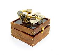 Sestante grande in ottone da 21,6 cm con scatola in legno di vetro - 22,9 cm - Collezione Nautical Navigation | Idee decorative regalo pirata | Strumenti marini