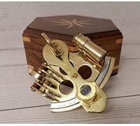 SESTANTE NAUTICO OTTONE MINI + BOX ESAGONALE LEGNO IDEA REGALO ARREDO MARINO 1E