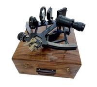 Sestante nautico Tamaya Sextant Maritime Navigational Instrument Black Aluminium 1712 Sestante Distanza Misurazione da collezione Tamaya Sestante con scatola di legno
