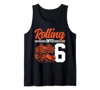 Sesto compleanno di Go Kart Racing Rolling Into 6 Funny Boys Kids Canotta
