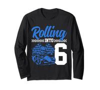 Sesto compleanno di Go Kart Racing Rolling Into 6 Funny Boys Kids Maglia a Manica