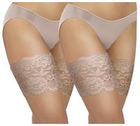 sesto senso 2 paia Bande Elastiche Anti Sfregamento Fasce Cosce di Pizzo Antisfregamento Sexy elastiche con 4 Strisce di Silicone Sabia Carne 80-85 3XL
