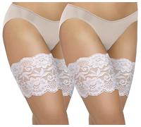 sesto senso 2 paia Bande Elastiche Anti Sfregamento Fasce Cosce di Pizzo Antisfregamento Sexy elastiche con 4 Strisce di Silicone Bianco 65-70 L