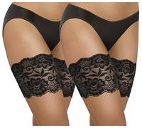 sesto senso 2 paia Bande Elastiche Anti Sfregamento Fasce Cosce di Pizzo Antisfregamento Sexy elastiche con 4 Strisce di Silicone Nero 65-70 L