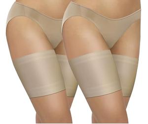 sesto senso 2 Paia Bande Elastiche Anti Sfregamento Fasce Cosce Elastico con 4 Strisce di Silicone Liscio Beige 65-70 L