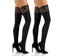 sesto senso 2 paia Calze Autoreggenti Opache Microfibra 40 den Coprenti Donna XS/S 34-36 Nero