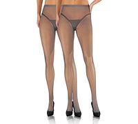 Sesto Senso 2 Paia di Calze a Rete Grigio XS/S 1/2 Grey - Vita Alta, Fori, Collant