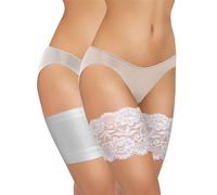 sesto senso 2 Paia Fasce per Cosce Pizzo e Liscio Prevenendo lo Sfregamento con 4 Strisce di Silicone 70-75 XL Bianco