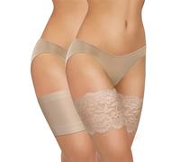 sesto senso 2 Paia Fasce per Cosce Pizzo e Liscio Prevenendo lo Sfregamento con 4 Strisce di Silicone 70-75 XL Beige