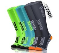 sesto senso 3 paia Alte Calze a Compressione Sportive Donna Uomo per Sport 35-38 3 pack Verde Neon Grafite Turchese