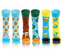 sesto senso 3 paia Calze Lunghe Divertenti in Cotone Calzini Pazzi Colorati Fantasia Donna Uomo Funny Socks Birra e Acqua Kiwi Elefante e arachidi 43-46 SNACKS