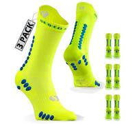 sesto senso 3 Paia Calzini Sportivi Neon Giallo Uomo Donna Colorati al Polpaccio Idrorepellenti Unisex 35-38 Yellow