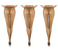 sesto senso 3 paia Collant Con Cucitura Posteriore Riga Donna 20 Den Velati Transparenti con Motivo Beige Carne Antilope 2