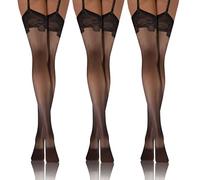 sesto senso 3 Paia Donna Calze Giarrettiera 20 DEN Modelli Sexy PDP_03 3XL-4XL Nero