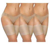 sesto senso 3 Paia Fasce Cosce Anti Sfregamento Sexy Elastico con 4 Strisce di Silicone Bande Liscio Beige 60-65 M
