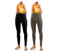 sesto senso Calzamaglia Lunga Uomo Cotone 2 Pack Biancheria Intima Pantaloni Termici Funzionali (XL, Nero/Verde - Khaki)