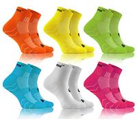 sesto senso Calze Spugna Sportive Colorate Corte Cotone Donna Uomo 6 Paia Giallo Verde Turchese Bianco Rosa 39-42 6 Pack Arancione