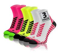 sesto senso Calzini Sportivi Donna Uomo Calze da Corsa Corte Colorate Jogging 3 Paia Bianco Giallo Rosa 39-42 3 Pack Rosa Mix