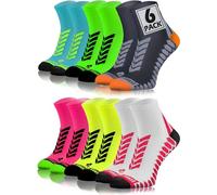 sesto senso Calzini Sportivi Donna Uomo Calze da Corsa Corte Colorate Jogging 6 Paia Bianco Giallo Rosa Grigio Grafite Verde Turchese 47-50 6 Pack Mix