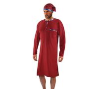 sesto senso Camicia da Notte Uomo con Cuffia Maniche Lunghe M Colore Bordeaux