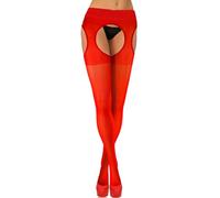 sesto senso Collant Cavallo Aperto 50 den Coprenti 3D Bretelle Calze per Reggicalze Donna Sexy 4 Rosso