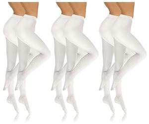 sesto senso Collant Donna in Microfibra Opaco 4 L0 Den 6 Pack Bianco XL SET 2