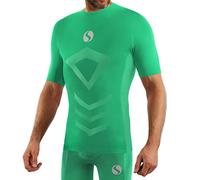 sesto senso Maglietta Sportiva da Uomo a Maniche Corto Biancheria Intima Termica a Compressione S/M Green Verde