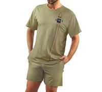 sesto senso Pigiama corto da uomo in cotone militare, a maniche corte, set da due pezzi, Militare - colore oliva, 3XL Große Größen