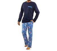 sesto senso Pigiama Uomo Cotone Lungo 100% Cotone Biancheria Invernale da Notte Pigiami Due Pezzi Lingerie Maniche Lunghe Pantaloni Lunghi M Auto da Corsa 2660-10 Blu Scuro