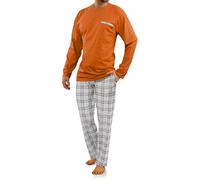 sesto senso Pigiama Uomo Cotone Lungo 100% Cotone Biancheria Invernale da Notte Pigiami Due Pezzi Lingerie Maniche Lunghe Pantaloni Lunghi 3XL Orange 2379-29 Arancia