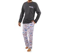 sesto senso Pigiama Uomo Cotone Lungo 100% Cotone Biancheria Invernale da Notte Pigiami Due Pezzi Lingerie Maniche Lunghe Pantaloni Lunghi XL Auto da Corsa 2660-09 Grafite