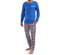 sesto senso Pigiama Uomo Cotone Lungo 100% Cotone Biancheria Invernale da Notte Pigiami Due Pezzi Lingerie Maniche Lunghe Pantaloni Lunghi