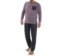 sesto senso Pigiama Uomo Cotone Lungo 100% Cotone Biancheria Invernale da Notte Pigiami Due Pezzi Lingerie Maniche Lunghe Pantaloni Lunghi