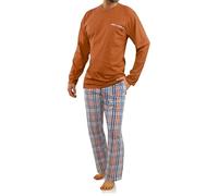 sesto senso Pigiama Uomo Cotone Lungo 100% Cotone Biancheria Invernale da Notte Pigiami Due Pezzi Lingerie Maniche Lunghe Pantaloni Lunghi M Carmel 2527-04 Marrone
