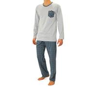 sesto senso Pigiama Uomo Cotone Lungo 100% Cotone Biancheria Invernale da Notte Pigiami Due Pezzi Lingerie Maniche Lunghe Pantaloni Lunghi Turchese Grigio Blu XL 02 TURKUS WALDI