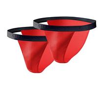 sesto senso Slip Uomo Cotone 2 Pacchi Sexy Mutande Comodo Biancheria Intima di Base Tanga L 2 Rosso