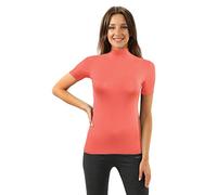 sesto senso Top Dolcevita Donna T-Shirt Maglia Collo Alto Manica Corta Viscosa XL Corallo