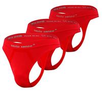 sesto senso Uomo Seamless Strings Mutande G-Strings Sexy Intima di Base Perizoma 3 Pack S/M Rosso