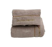 Set 1+1 coppia di spugne asciugamano e ospite borbonese fine op nocciola