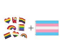 Set 1 Lgbtq Bandiera + 8 Spilletta 150x90cm, Pride Lesbian Bi Pan Queer