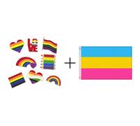 Set 1 Lgbtq Bandiera + 8 Spilletta 150x90cm, Pride Lesbian Bi Pan Queer