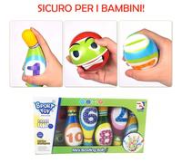 Set 10 Birilli da Bowling Giocattolo per Bambini con Pallina, Gioco con Palla e Birillo per Bambino e Bambina, Giocattolo Educativo Morbido, Sport di Famiglia, Idea Regalo per Ragazzi Divertente set d