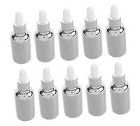 Set 10 Bottiglie Contagocce Vetro Argento 30ml per Olio | Riutilizzabili e Anti-perdita, Tubo Contagocce Incluso, per Viaggio e Casa