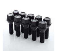 SET 10 BULLONI CONICI CERCHI HEX17 M14x1,25 x33mm neri