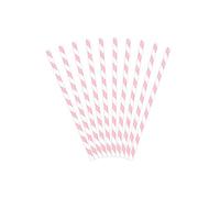 Set 10 Cannucce Carta Spirale Rosa da 19,5cm - Lt Pink Paper Straw Righe Bianche