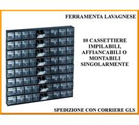 Set 10 cassettiere multibin 9 posti per organizzazione officina,casa,garage